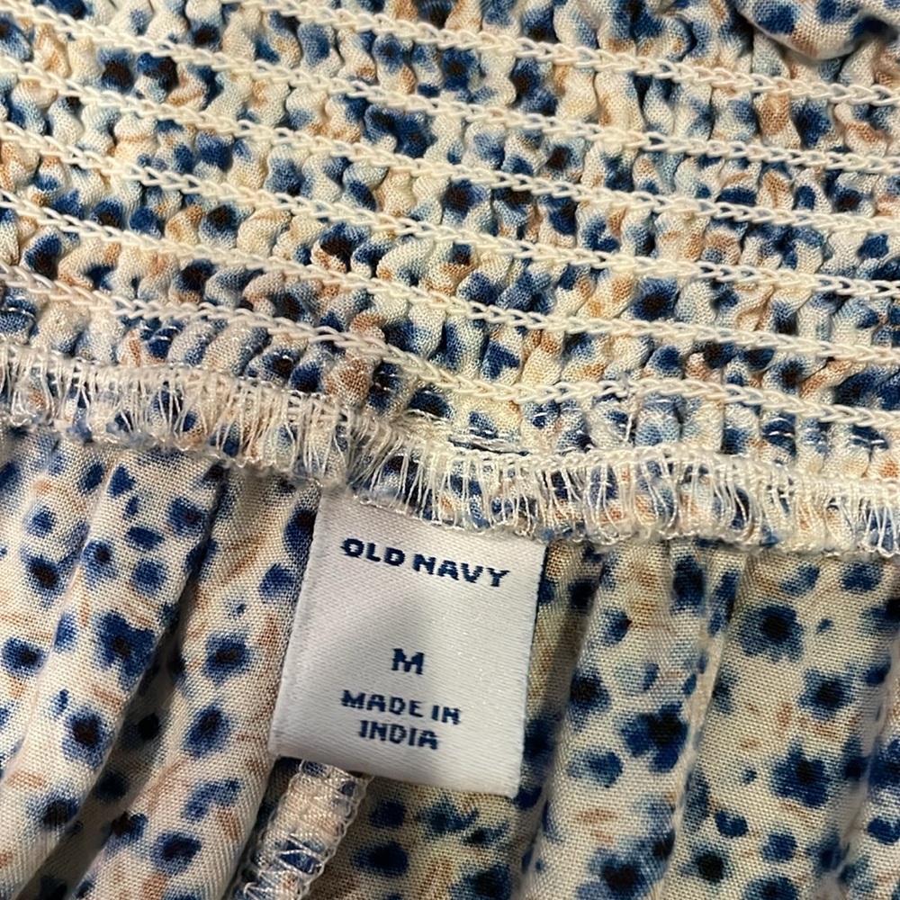 Blue and White Pleated A-Line Maxi Skirt - Picture 2 of 3